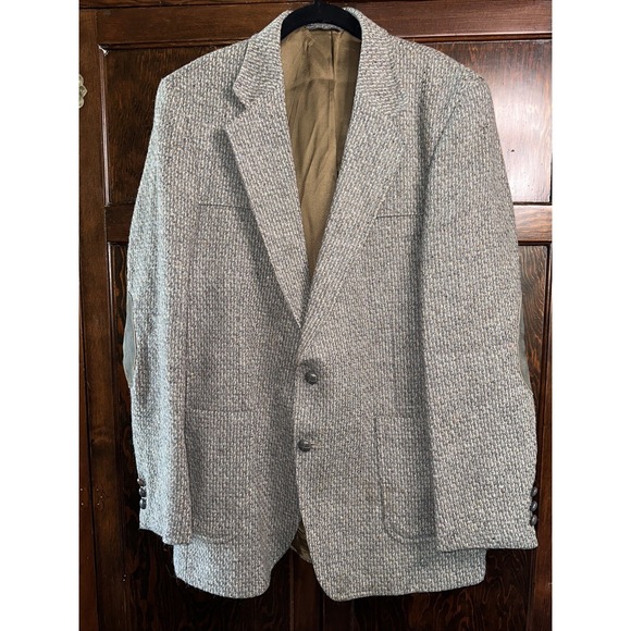 LEVIS Men`s 44L Gray/Blue Tweed WESTERN WEAR Blazer JACKET Rockabilly Elbow pads